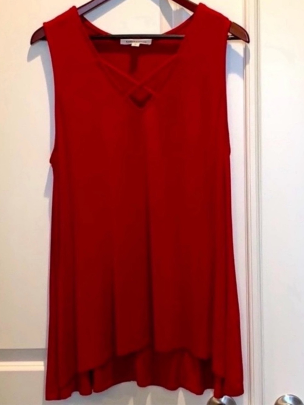 Karen Kane Ruby Red Sleeveless Size XL Blouse